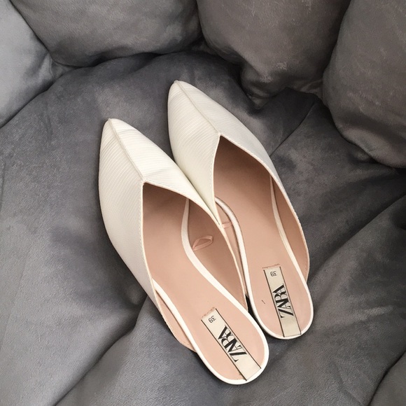 Zara Shoes - Zara White Faux Croc Mules